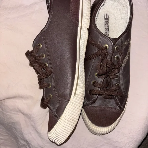 Tretorn Brown Leather Sneakers with Cozy Lining