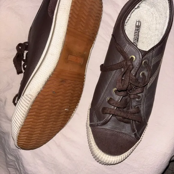 Tretorn Brown Leather Sneakers with Cozy Lining
