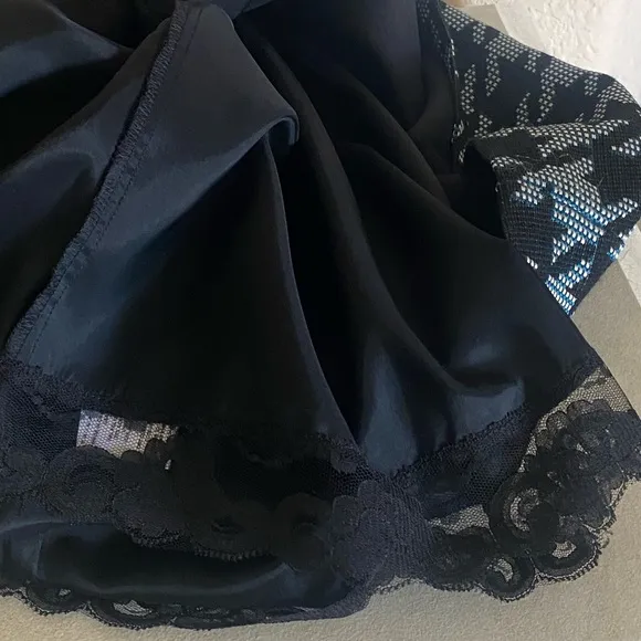 Trina Turk Black White &amp; Teal Elegant Houndstooth Strapless Dress Size 6
