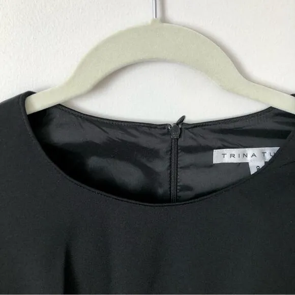 Trina Turk Long Sleeves Fitted Knee Length Lined Black Dress Women’s Size 8 NWT