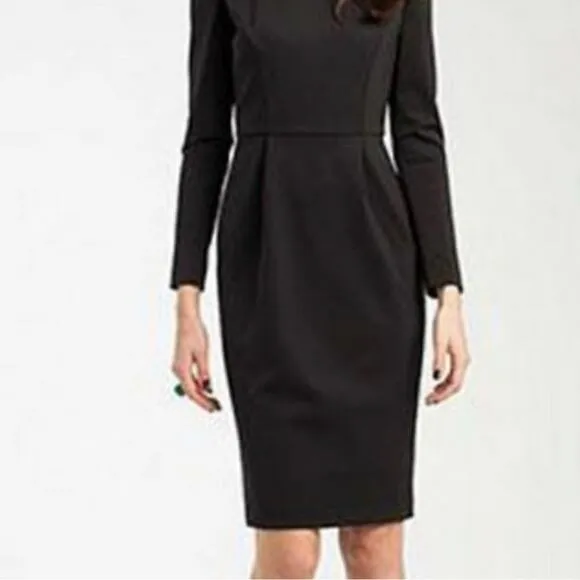 Trina Turk Long Sleeves Fitted Knee Length Lined Black Dress Women’s Size 8 NWT