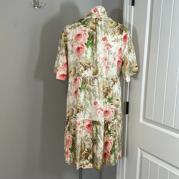 Tuckernuck Crawford Mini Dress Sun Faded Floral V neck Flutter Sleeve XL NEW