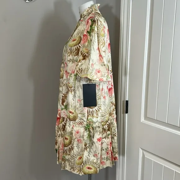 Tuckernuck Crawford Mini Dress Sun Faded Floral V neck Flutter Sleeve XL NEW