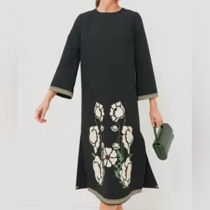 Tuckernuck Hutton shift midi dress Ladies xxs Moonflower bouquet print black