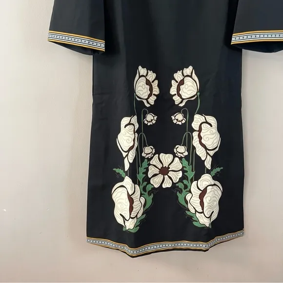 Tuckernuck Hutton shift midi dress Ladies xxs Moonflower bouquet print black