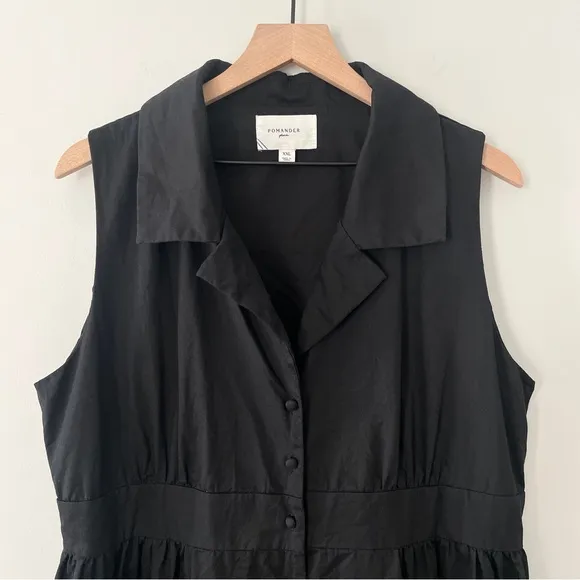 Tuckernuck Pomander Place Black Sleeveless Noelle Shirt Dress XXL