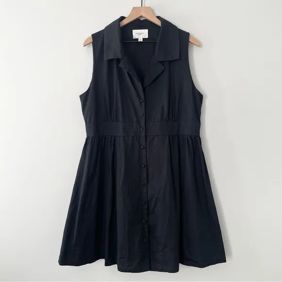 Tuckernuck Pomander Place Black Sleeveless Noelle Shirt Dress XXL