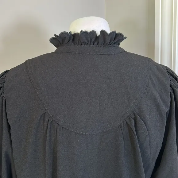 Tuckernuck POMANDER PLACE Selena Mini Dress Black Ruffle Collar LBD Sz L NEW