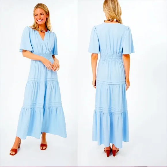 Tuckernuck Pomander Place tiered Maxi dress XL blue