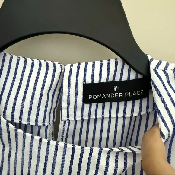 Tuckernuck Pomander Place White Blue Cotton Blend Quinn Babydoll Mini Dress