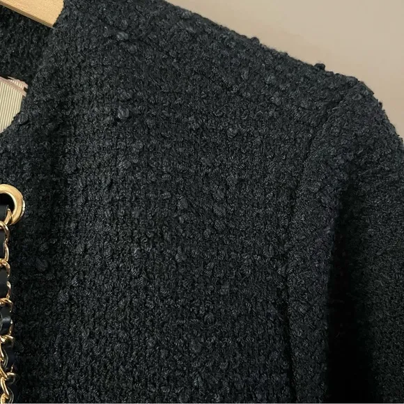 Tuckernuck tie tweed Kelly mini shift dress ladies large navy blue gold chain