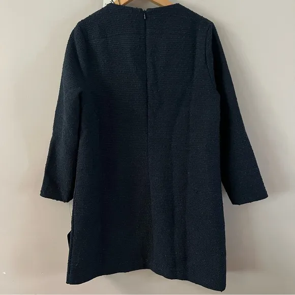 Tuckernuck tie tweed Kelly mini shift dress ladies large navy blue gold chain