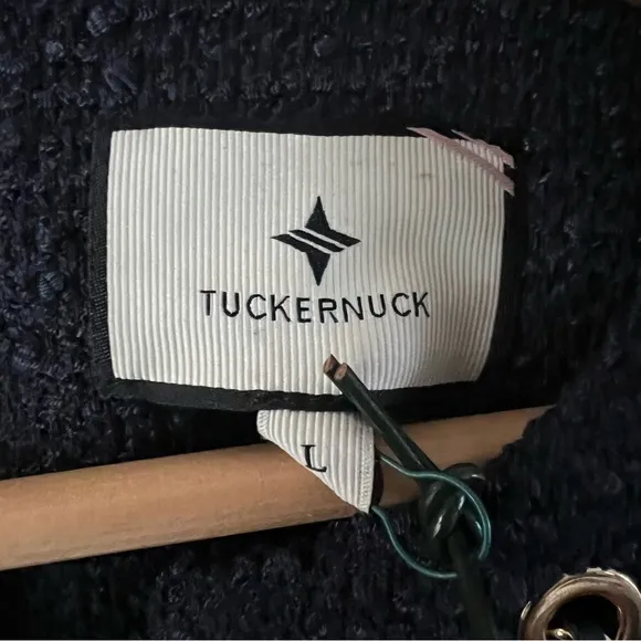 Tuckernuck tie tweed Kelly mini shift dress ladies large navy blue gold chain