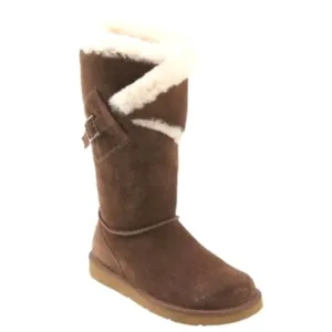 UGG Australia Messenger Pocket Chestnut Suede Shearling Fur Buckle Midcalf Boots