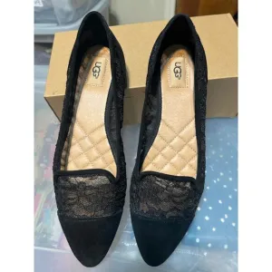 Ugg Black Adriel Lace and Suede Ballet Flats size 9