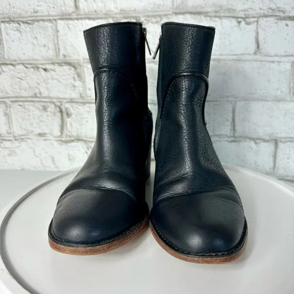 Ugg Boots Annie Ankle Booties Chunky Heel Leather Neutral Black 6.5