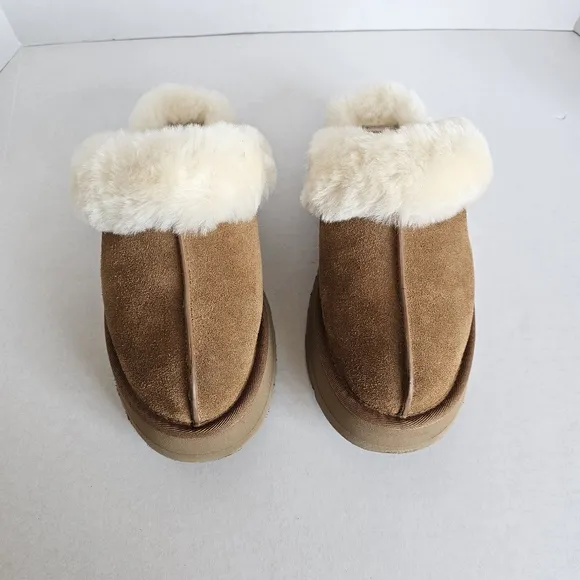UGG Chesnut Disquette Slippers Womens Size 7 Cozy Comfort Loungewear Platform