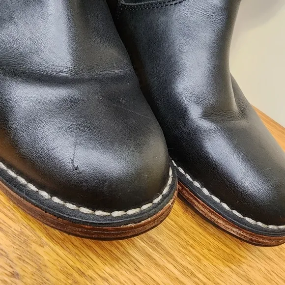 Ugg Dunwich Boots Size 7 Black HTF Suede Sheepskin Adjustable Calf Sherpa Tall