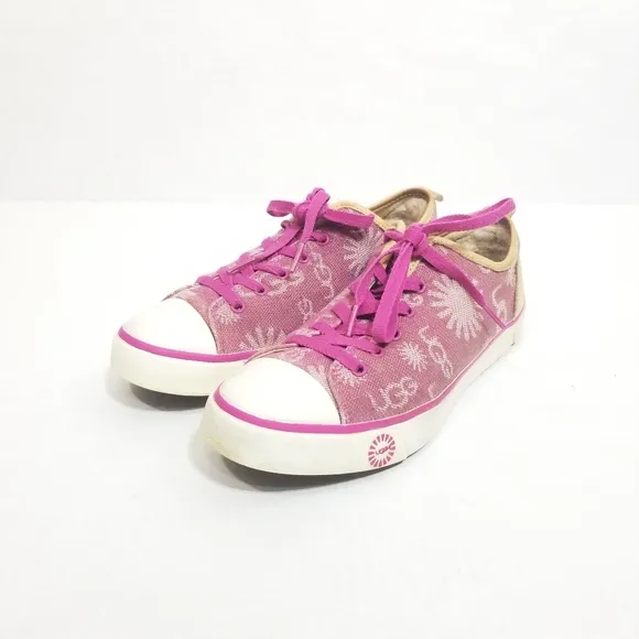 UGG Evera Denim Logo Print Sherpa Lined Sneakers in Pink Womens Size 8.5