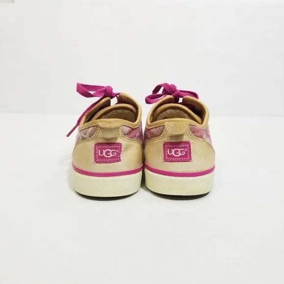 UGG Evera Denim Logo Print Sherpa Lined Sneakers in Pink Womens Size 8.5