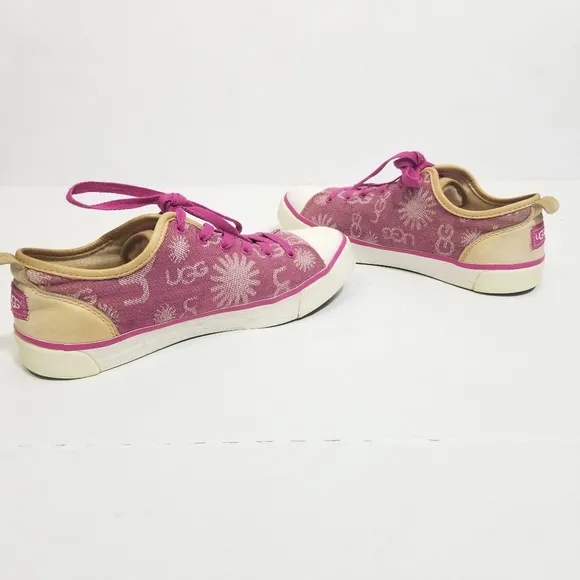 UGG Evera Denim Logo Print Sherpa Lined Sneakers in Pink Womens Size 8.5