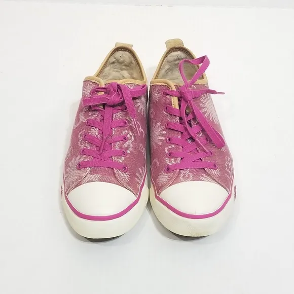 UGG Evera Denim Logo Print Sherpa Lined Sneakers in Pink Womens Size 8.5