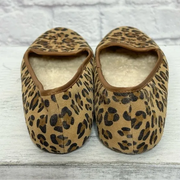 UGG Leopard Print Sherpa Lined Slip On Flats