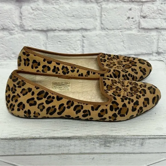 UGG Leopard Print Sherpa Lined Slip On Flats