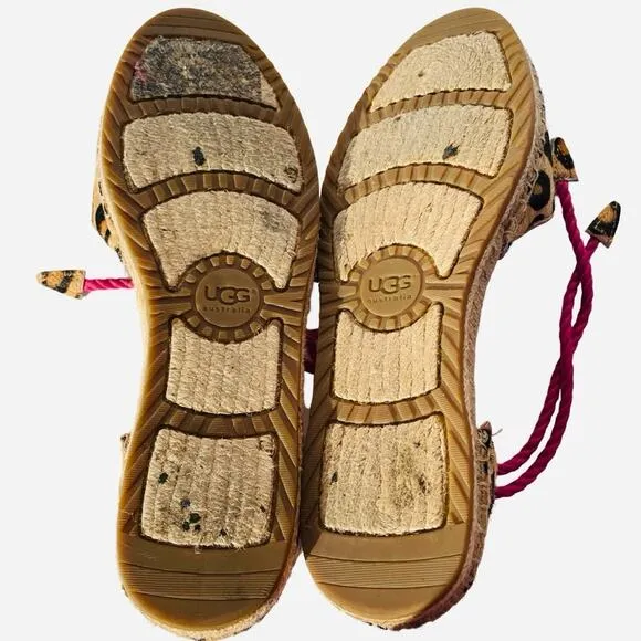 UGG Libbi Calf Hair Leopard Espadrille Flats Size 8