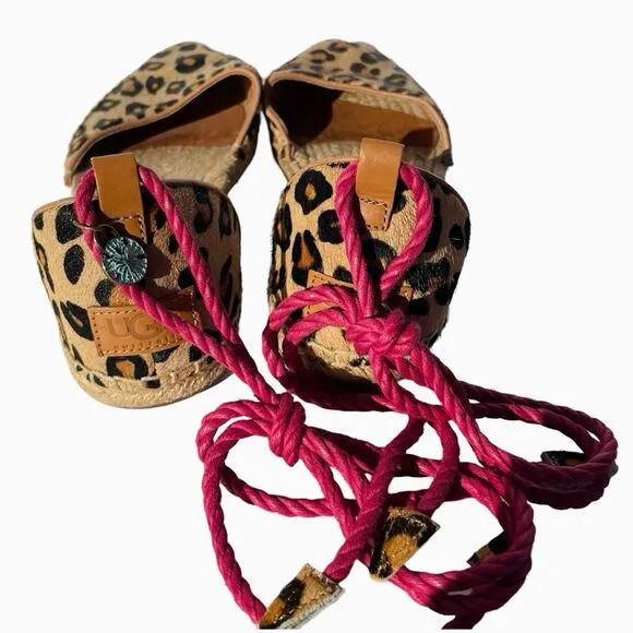 UGG Libbi Calf Hair Leopard Espadrille Flats Size 8