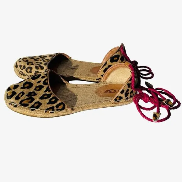 UGG Libbi Calf Hair Leopard Espadrille Flats Size 8