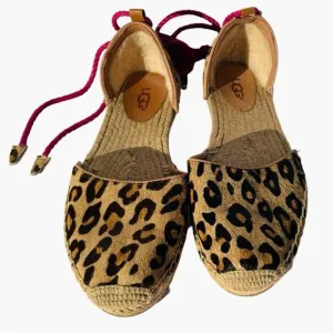 UGG Libbi Calf Hair Leopard Espadrille Flats Size 8