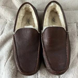 UGG Men’s Ascot Matte Brown Loafers with Plush Lining and Flexible Sole