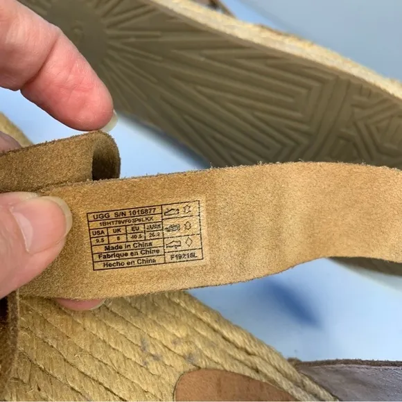 UGG Mila suede leather chestnut brown gladiator espadrille sandals. EUC Size 9.5