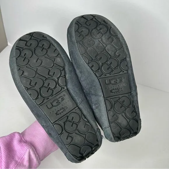 UGG Suede Slip-On Loafers with Moccasin Style grey gray 9