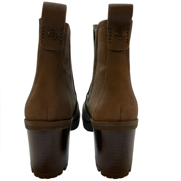 UGG Taupe Brown Stacked Heel Ankle Booties Ankle Boots - Size 6
