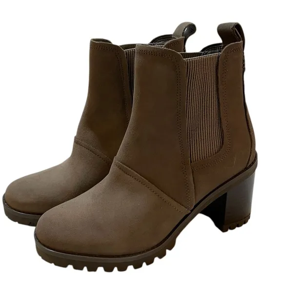UGG Taupe Brown Stacked Heel Ankle Booties Ankle Boots - Size 6