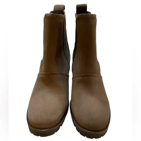 UGG Taupe Brown Stacked Heel Ankle Booties Ankle Boots - Size 6