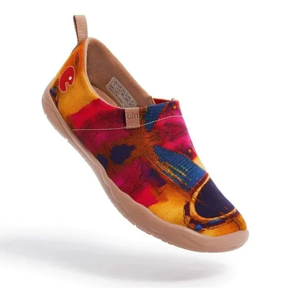 UIN Women's Walking Travel Shoes Slip On Casual Loafers (Six-string guitar)