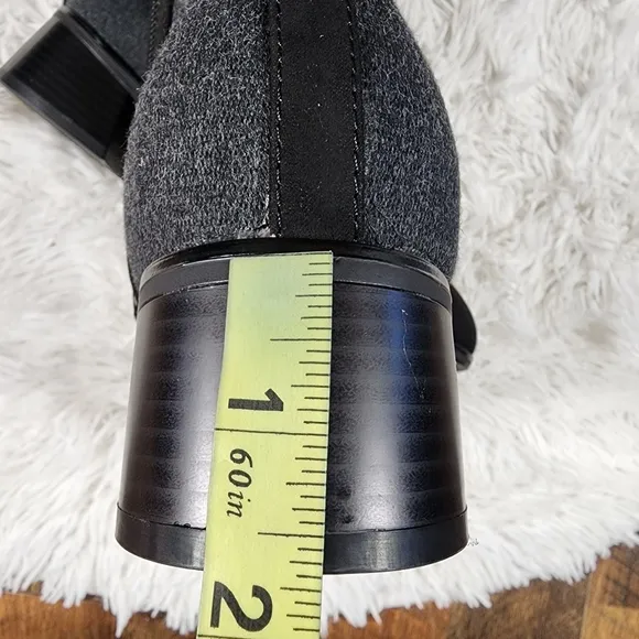 Unisa Over the Knee Black and Grey Heeled Boots 8W Wide-Calf