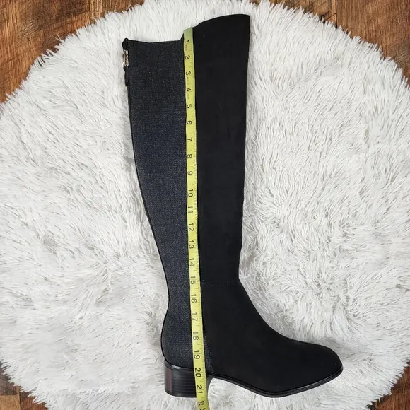 Unisa Over the Knee Black and Grey Heeled Boots 8W Wide-Calf