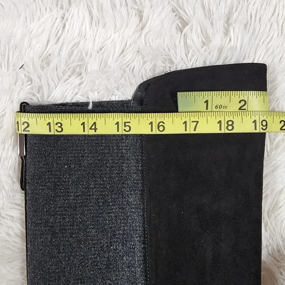 Unisa Over the Knee Black and Grey Heeled Boots 8W Wide-Calf