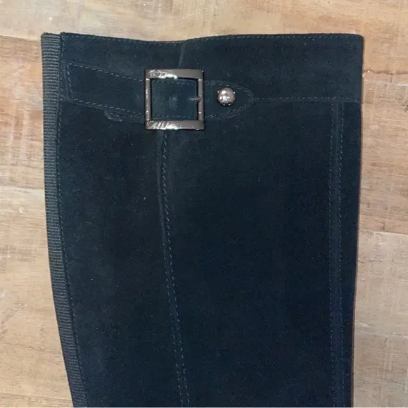 Used Aquaitalia, size 6.5 fits more like a 6, black suede, high calf boots