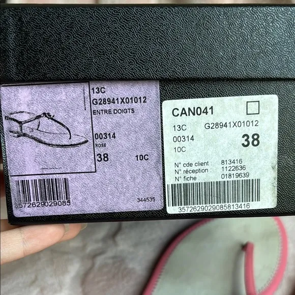 Used Chanel Pink Thong Sandals with Logo Accent