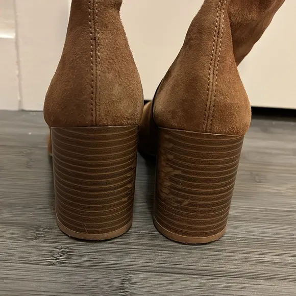 Vagabond Kaley mid boot chestnut brown suede boots with stacked wood heel