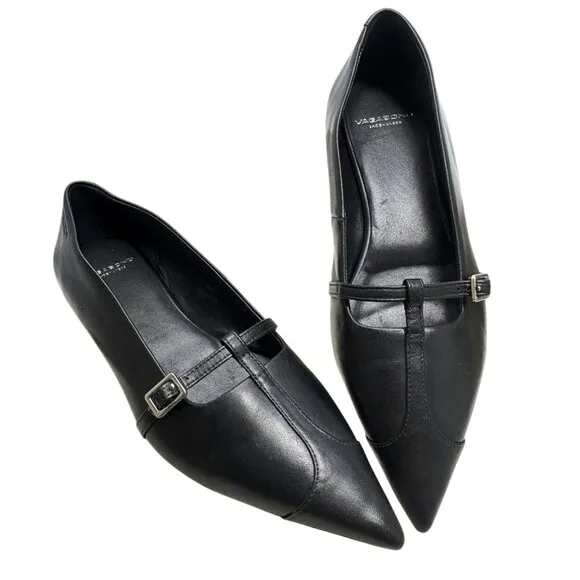Vagabond Shoemakers Hermine Black Leather T-Strap Pointed Flats