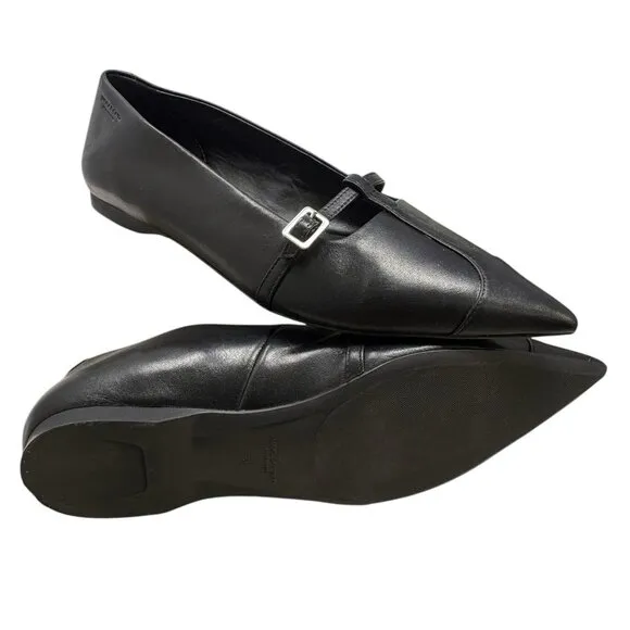 Vagabond Shoemakers Hermine Black Leather T-Strap Pointed Flats
