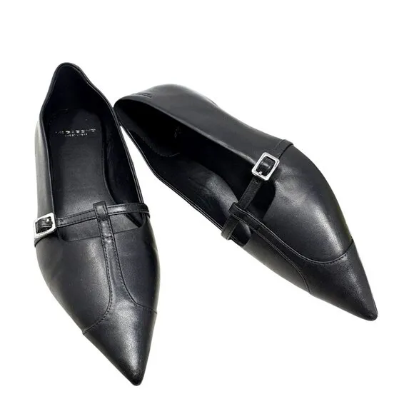 Vagabond Shoemakers Hermine Black Leather T-Strap Pointed Flats