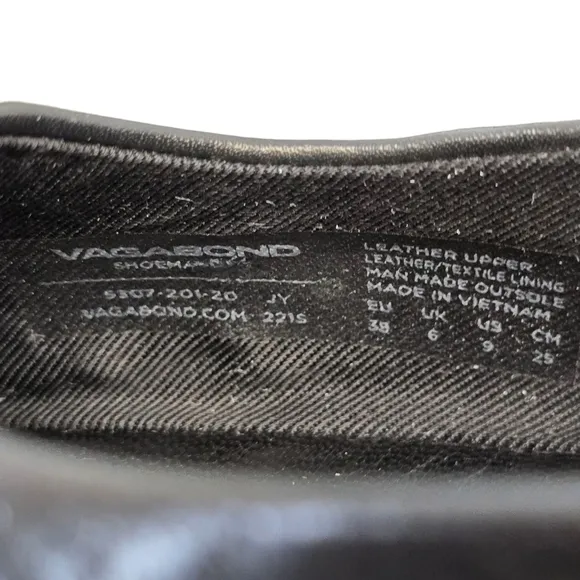 Vagabond Shoemakers Women's US 9/EU 39 Delia Square Toe Black Leather Flats
