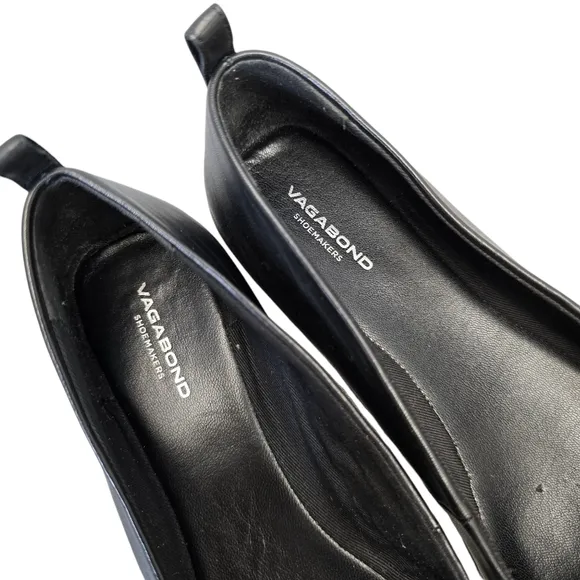 Vagabond Shoemakers Women's US 9/EU 39 Delia Square Toe Black Leather Flats
